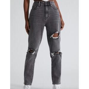 PacSun High Rise Mom Jeans Ripped Distressed Faded Black Denim 28